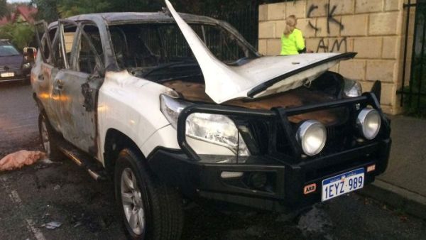 A mosque in Perth, Australia was attacked with a firebomb and anti-Islam graffiti while worshippers were inside praying. (Twitter)