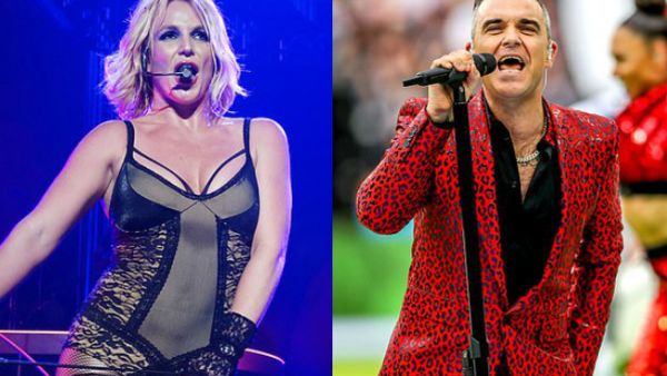 Coming together! Britney Spears and Robbie Williams are reportedly set to duet on stage in Las Vegas as both singers enjoy residencies at the same time next year (Source: Matt Baron - William Valcov - REX - Shutterstock) Coming together! Britney Spears and Robbie Williams are reportedly set to duet on stage in Las Vegas as both singers enjoy residencies at the same time next year (Source: Matt Baron - William Valcov - REX - Shutterstock)