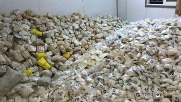 Narcotics seized from two vehicles entering Jordan from Syria last month.  (Photo courtesy of Jordan Armed Forces-Arab Army)
