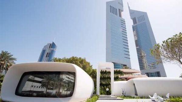 A 3D-printer measuring 20 feet high, 120 feet long and 40 feet wide was used to print the building. (Khaleej Times)