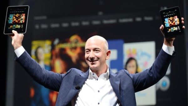 Jeff Bezos, CEO of Amazon, introduces new Kindle Fire HD Family at a press conference on September 06, 2012 in Santa Monica, California. (AFP/Joe Klamar)