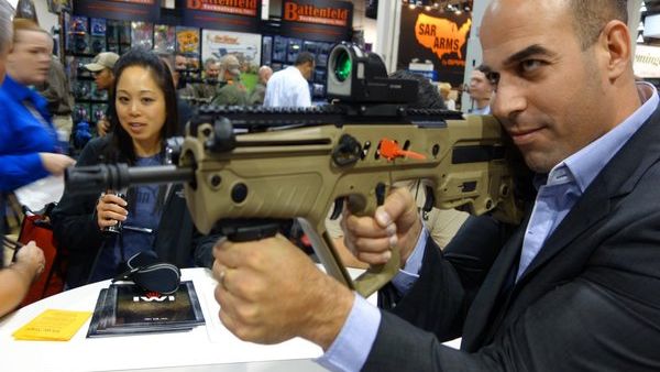 The IWI Tavor assault rifle, widely exported worldwide, on display at an arms fair. (IWI) 