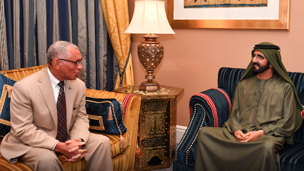 Sheikh Maktoum and Charles Bolden spoke about scientific issues and efforts to harness space technology for peaceful and non-politicised purposes to serve all humanity. (WAM)