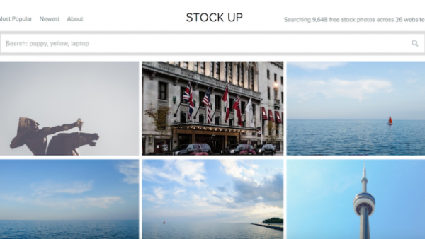 موقع Stock Up أحد المواقع المفيدة والعملية في أداء هذه المهمة، فهو يُتيح إمكانية البحث عن الصور المجانية بشكلٍ مباشر من بين أكثر من 26 موقع مخصص لعرض الصور المجانية