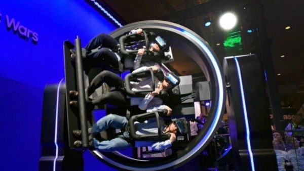 Participants experience Samsung's VR ride at CES 2017 in Las Vegas. (AFP/File)