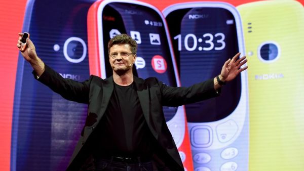 The reinvented classic was unveiled in Barcelona alongside some of Nokia’s more up-to-date options, the Nokia 3, 5 and 6.  (AFP/Josep Lago)
