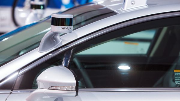 Velodyne self driving car sensor at the North American International Auto Show media preview January 9, 2017 in Detroit, Michigan. (Shutterstock)
