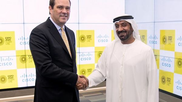 Sheikh Ahmed bin Saeed Al Maktoum, Chairman of the Expo 2020 Dubai Higher Committee and Chuck Robbins, CEO and Chairman of Cisco