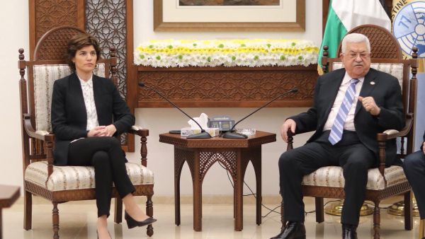 Meretz leader Tamar Zandberg and MK Esawi Frej met with Palestinian Authority President Mahmoud Abbas  (Twitter)