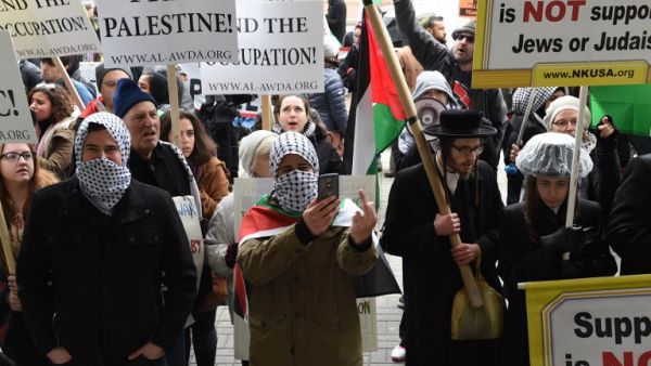 Demonstrators take part in a National March on Washington to support Palestine on March 20, 2016 in Washington, DC. (AFP/Molly Riley)