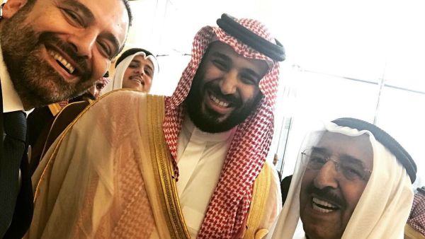 سيلفي سعد الحريري / محمد بن سلمان/ الشيخ صباح الأحمد الجابر الصباح (twitter.com/saadhariri)