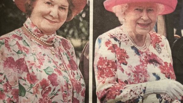Her Majesty (left) and Hyacinth Bucket (right) (Twitter)