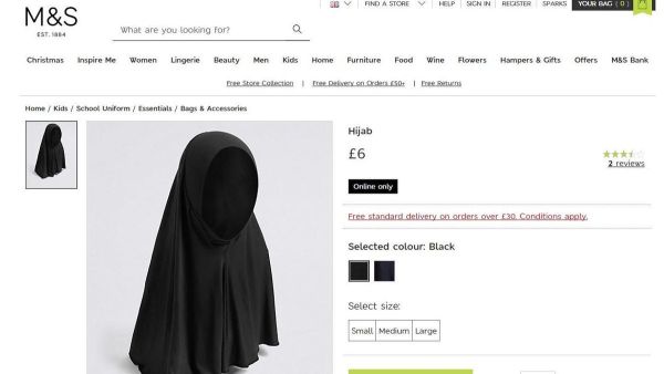 Marks & Spencer has been accused of “facilitating medievalism” by selling hijabs for children (Twitter)