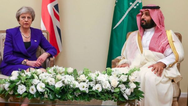 Theresa May and Saudi Crown Prince Mohammad bin Salman (Twitter)
