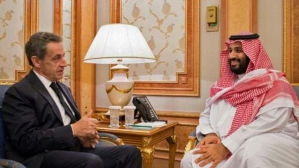 محمد بن سلمان مستقبلا الرئيس الفرنسي الاسبق نيكولا ساركوزي

