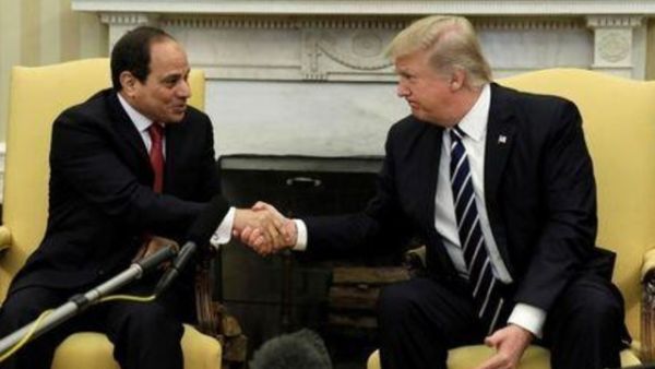 الرئيس المصري عبدالفتاح السيسي ونظيره الاميركي دونالد ترامب