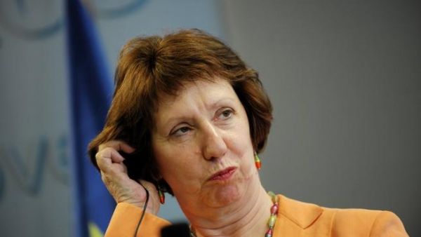  EU foreign policy chief Catherine Ashton at a press conference in Kosovo last week. AFP PHOTO / ARMEND NIMANI