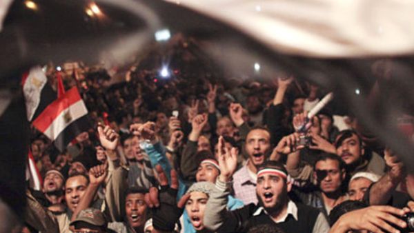 ابتهاج في ميدان التحرير