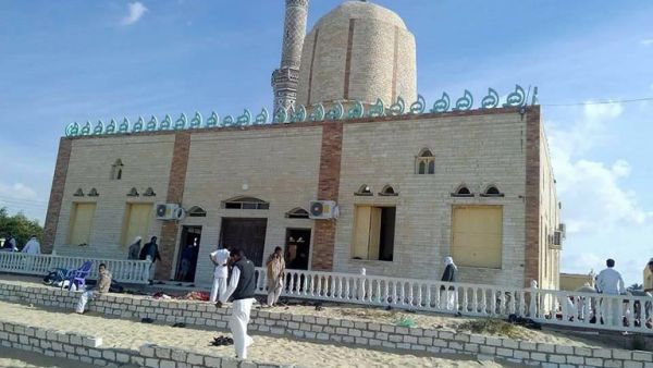 View of the Rawda mosque, roughly 40 kilometres west of the North Sinai capital of El-Arish, after a gun and bomb attack killed 235 there on November 24, 2017 (Stringer/AFP)