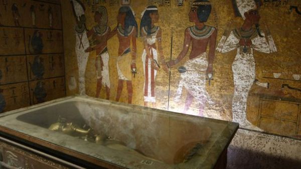 The sarcophagus of King Tutankhamun, known as the 'Child Pharaoh' in its burial chamber. (AFP/ File Photo)