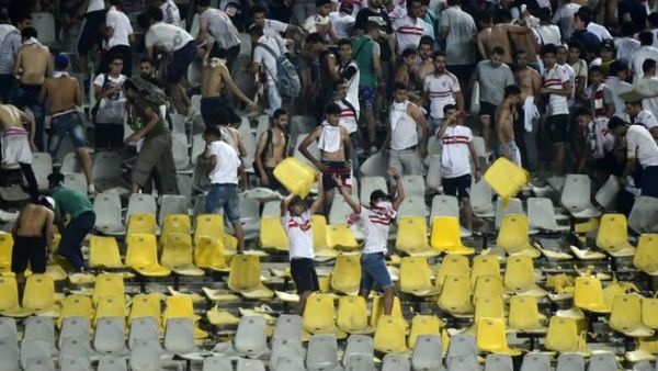 Zamalek fans rip out seats of the Borg al-Arab stadium in Alexandria earlier this month (file photo)