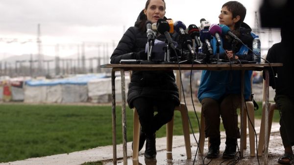 Angelina Jolie visited a temporary migrant center in Greece to discuss the plight of refugees. (AFP/File) Angelina Jolie visited a temporary migrant center in Greece to discuss the plight of refugees. (AFP/File)