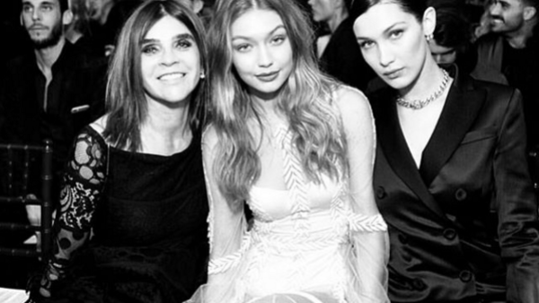 The Hadid sisters with Carine Roitfeld, who won Magazine of the Year for her CR Fashion Book.  (Instagram/Carine Roitfeld)