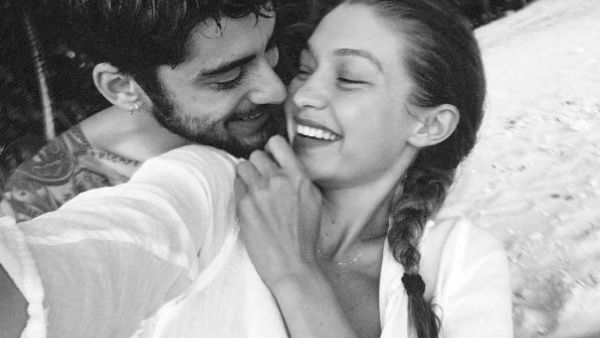 Gigi and Zayn, showing their true colors in black and white.  (Instagram/Gigi Hadid)