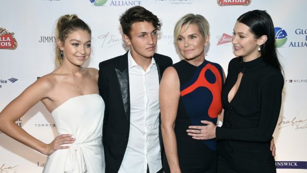 A model mum and beautiful babes: Yolanda Foster with Gigi, Anwar and Bella Hadid. (AFP/Getty/Dimitrios Kambouris)