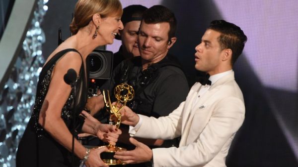 First time lucky? Rami Malek beat seasoned actors such as Kevin Spacey and Liev Shreiber for the Outstanding Lead Actor in a Drama Series award. (Valerie Macon)