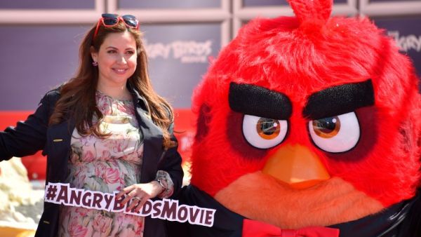 Raya Abirashed at the Angry Birds photocall at the Cannes Film Festival, May 10 2016 (AFP/Loic Venance)