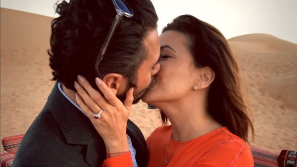 Jose Antonio Baston kissing his wife-to-be Eva Longoria in Dubai. (Instagram)