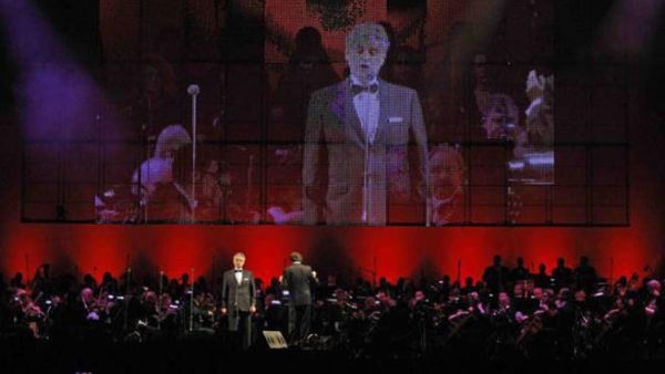 Italian tenor Andrea Bocelli takes the stage at the du Arena in Yas Island