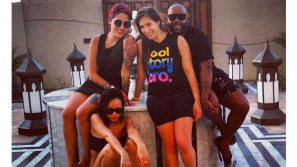 Rihanna hitting up the water park with her crew in Abu Dhabi (Image: Instagram)