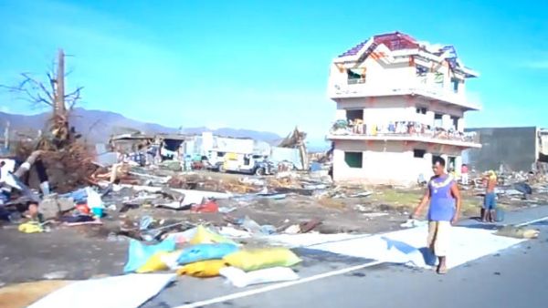 This screenshot from the video of typhoon-struck Tacloban reveals the level of damage mentioned by Perry.