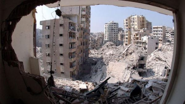 A destroyed Beirut on display.