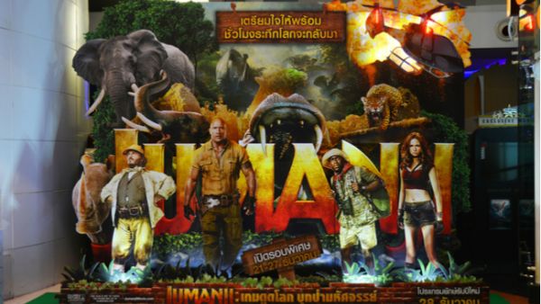 The family adventure Jumanji: Welcome to the Jungle is the No. 1 movie in North America, earning $36 million in receipts this weekend, BoxOfficeMojo.com announced Sunday. (Source: Sarunyu L - Shutterstock)