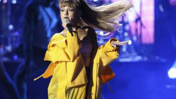 A Sept. 24, 2016 file photo of Ariana Grande performing at the 2016 iHeartRadio Music Festival in Las Vegas.