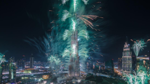 His Highness Shaikh Hamdan, the Dubai Crown Prince, recorded an Instagram story of Burj Khalifa gearing up for the show. (Instagram) 