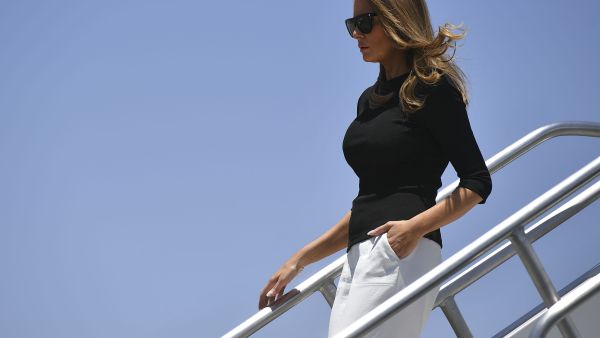 US First Lady Melania Trump steps off a plane. (AFP/File)