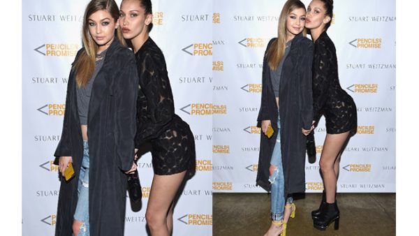 Bella and Gigi Hadid showed each other some sisterly love on the red carpet in New York. (AFP)