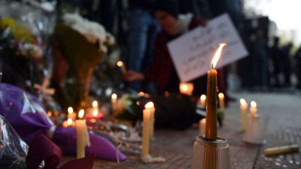 A memorial for Italian researcher Giulio Regeni was held outside the Italian embassy in Cairo in February. (AFP/File)