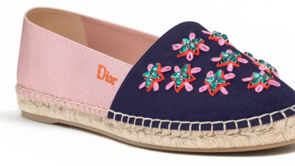 حذاء ديور القماشي بالألوان الثنائية مع بلورات.