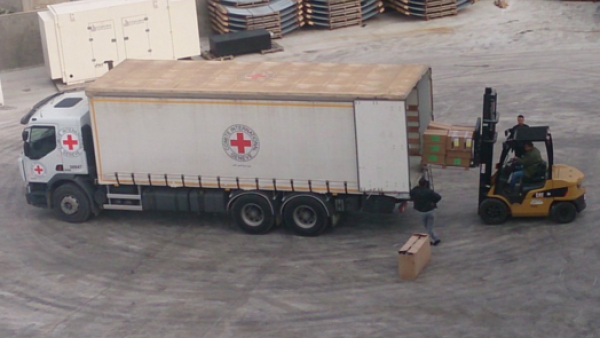 The ICRC of Syria tweeted a photo of their preparations to ship aid to Madaya. (Twitter)