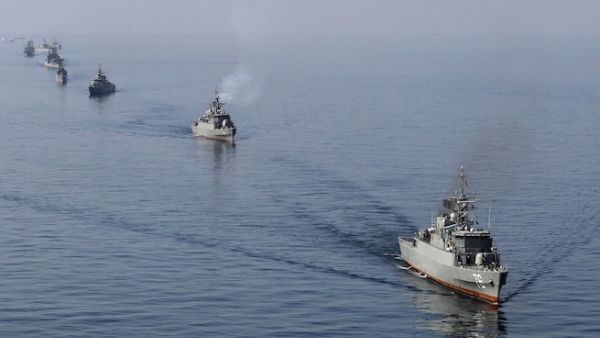 Iranian ships maneuver in the Strait of Hormuz. Iran has yet to resume harassment of U.S. Navy ships, despite increasing tensions after the U,S. pulled out of the nuclear deal. (Ebrahim Noroozi/AFP via Getty Images)