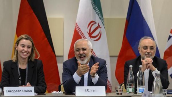 EU foreign policy chief Federica Mogherini, Iranian foreign minister Mohammad Javad Zarif and head of Iran Atomic Energy Organization Ali Akbar Salehi. (AFP/ File)
