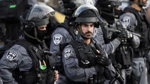 Israeli security forces stand guard in front of the Damascus Gate near the Old City of Jerusalem. (AFP/ File Photo)