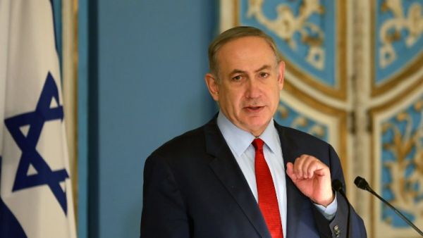 Israeli Prime Minister Benjamin Netanyahu addresses the diplomatic corps based in Israel during an event marking International Holocaust Remembrance Day on January 26, 2017. (AFP/Gali Tibbon)