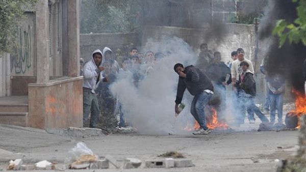 Tear gas is fired at Palestinian protesters southwest Bethlehem in 2011 (Wikimedia Commons)