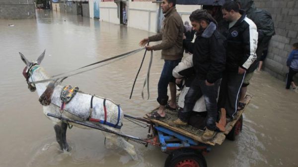 Hundreds of Palestinians had to be evacuated from their homes following severe flooding in the Gaza Valley Sunday. (AFP/File)